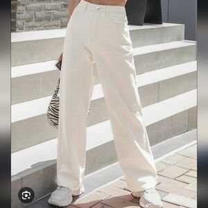Wide Leg High Rise White Jeans